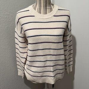 Marine Layer Nina cotton sweater Cream and Navy Striped